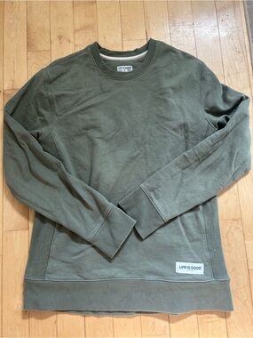 Life Is Good Olive Green Crewneck Sweatshirt Medium